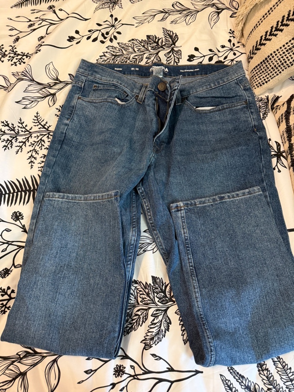 Sonoma Straight Men's Denim Jeans in Blue with Patch Panels